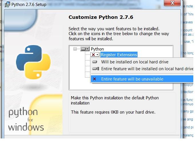 Customize Python with disabling extions