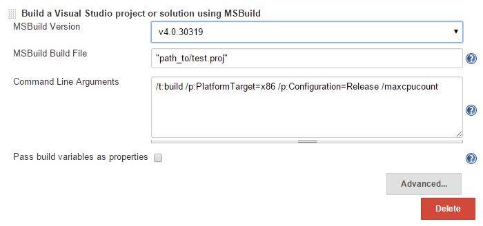 Jenkins MSBuild build-step, with named msbuild configuration selected