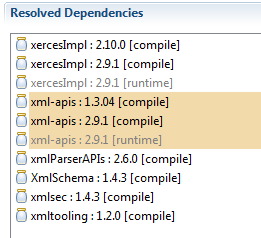 resolved dependencies with multiple xml-apis
