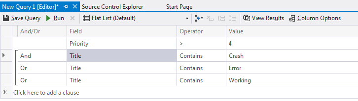 Query with Grouped Clauses