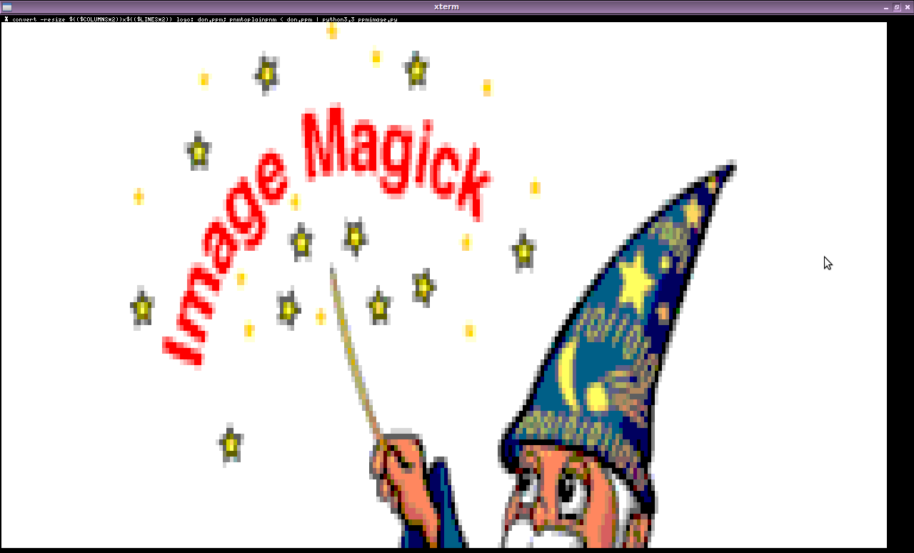 ImageMagick's "logo:" image in Xterm (show picture in new tab for full size viewing)