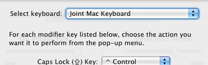 Screen shot showing "Select Keyboard" dialog