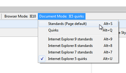 IE10 Document Mode