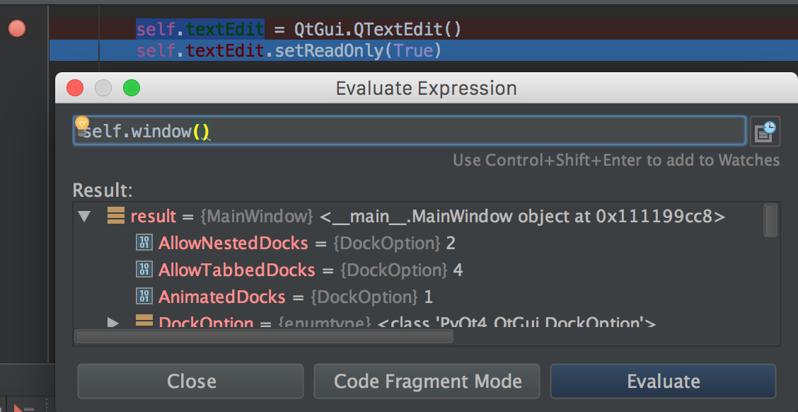 inspecting variables in the current scope