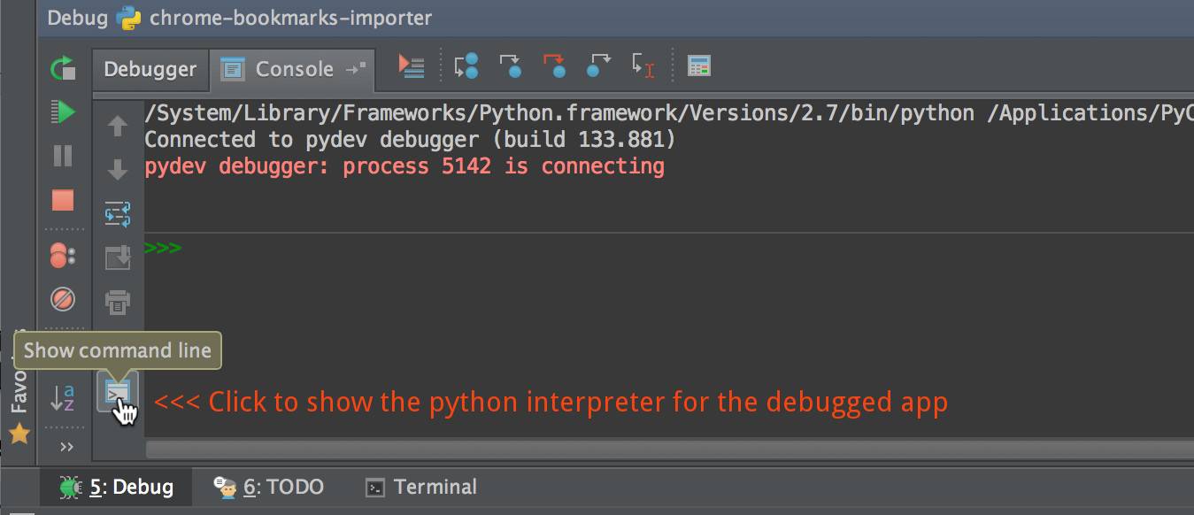 Enabling Python shell for the debugged app