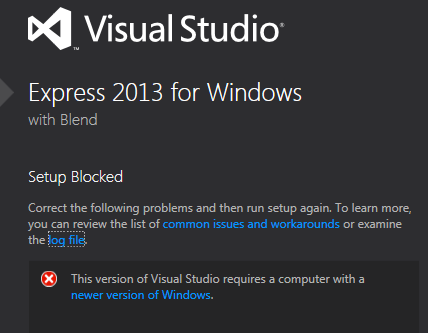 Error on installing Visual Studio 2013