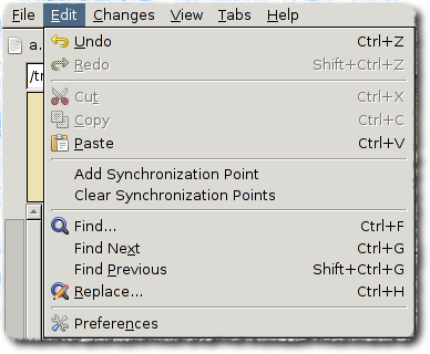 synchronization points in edit menu