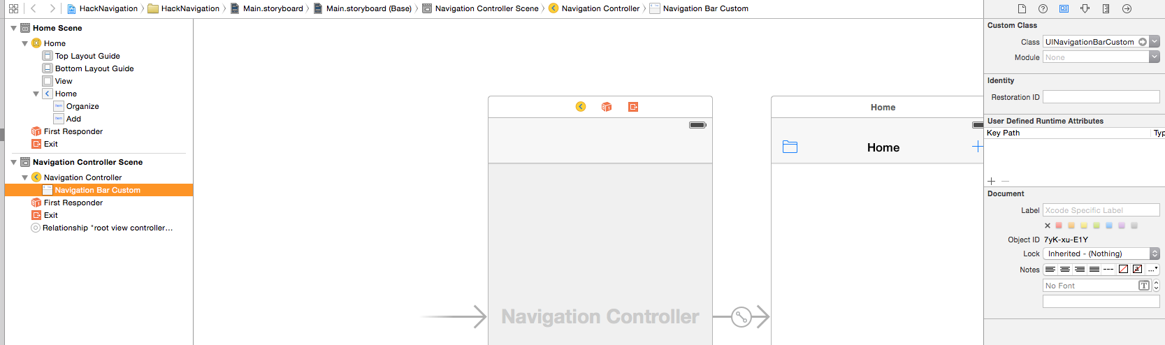 Set your NavigationController with subclass