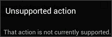 Unsupported action: That action is not currently supported.