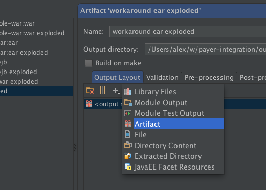 Add new artifact in output layout