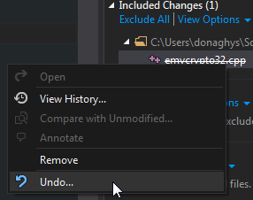 Click "undo" to restore the file and your ability to switch branches