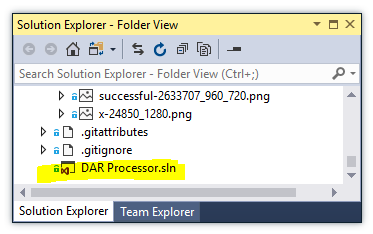 Solution .sln in Solution Explorer