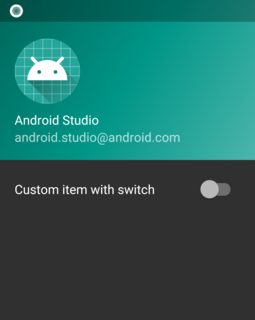 navigation view with switch as custom action layout