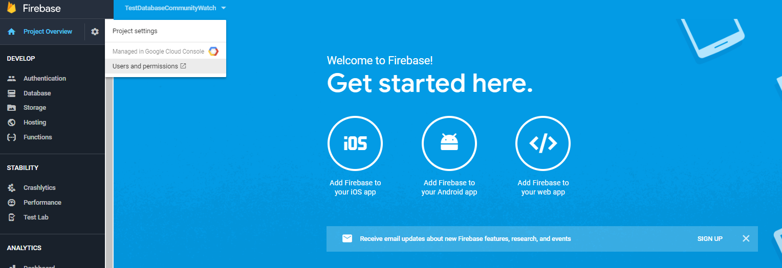 From the firebase console