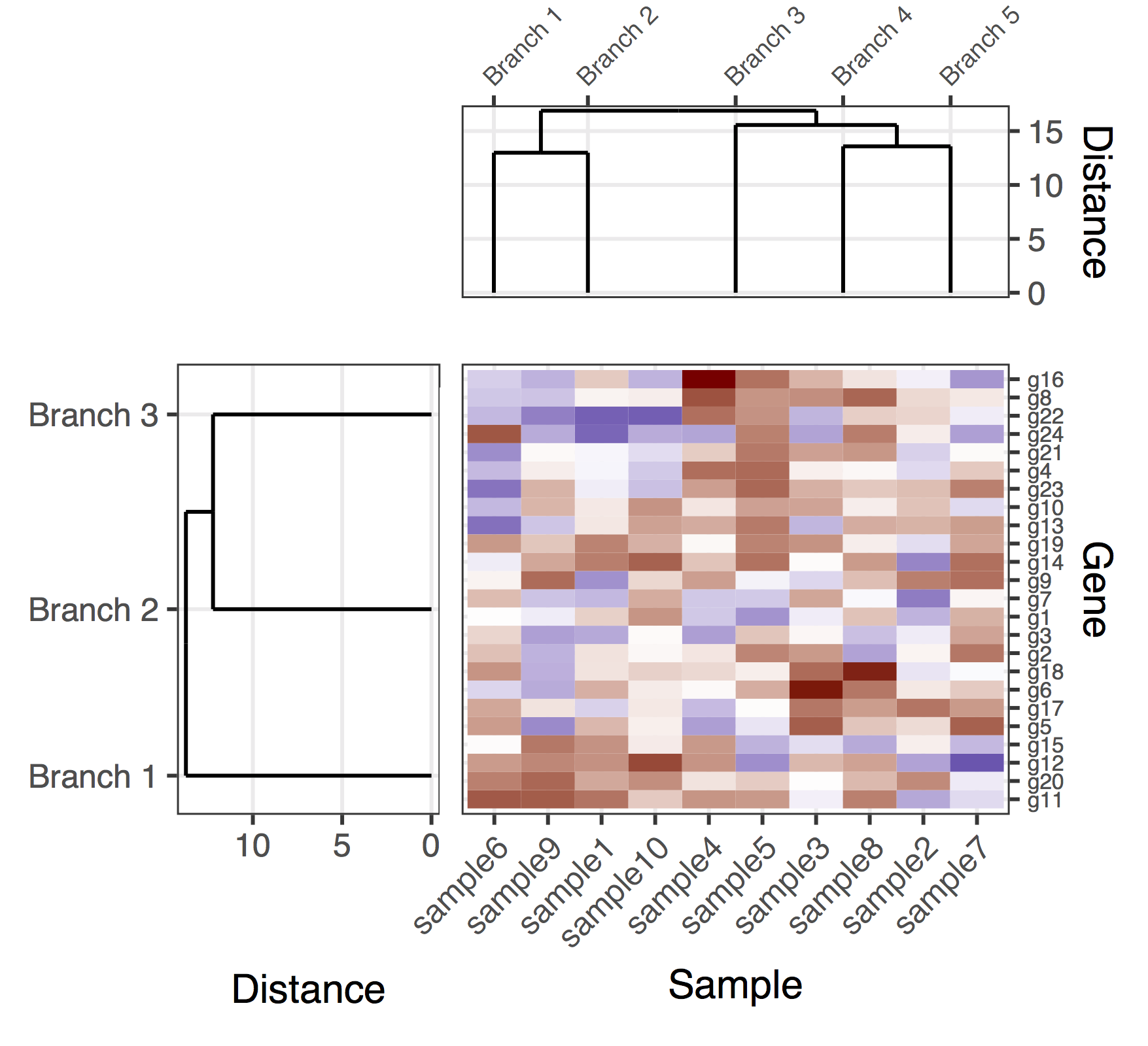 Figure with both the gene and sample dendrograms