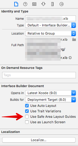 Use safe area layout guides disabled