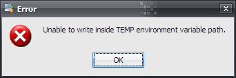 Unable to write inside TEMP environment variable path.