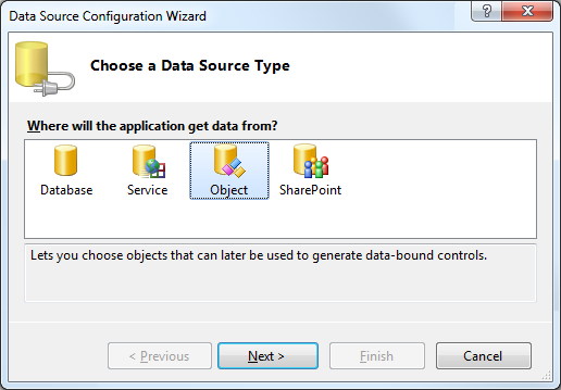 data source configuration wizard