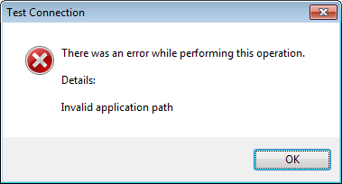 IIS Invalid Application Path Screen Shot