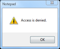 notepad - access denied