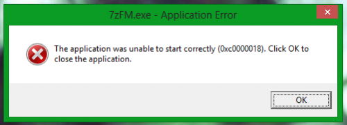 The application was unable to start correctly (0xc0000018). Click OK to close the application